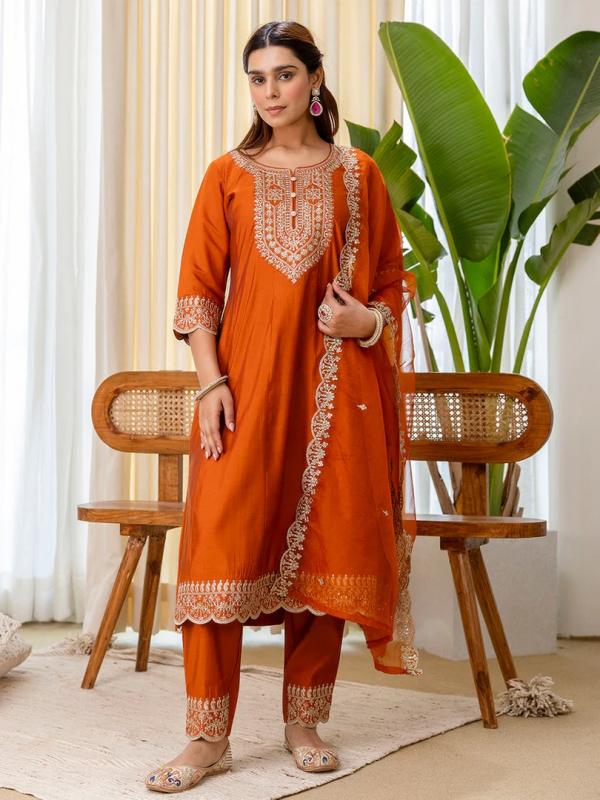VP 9817 R Embroidred Kurta Sets with Sequins Work Women Suits